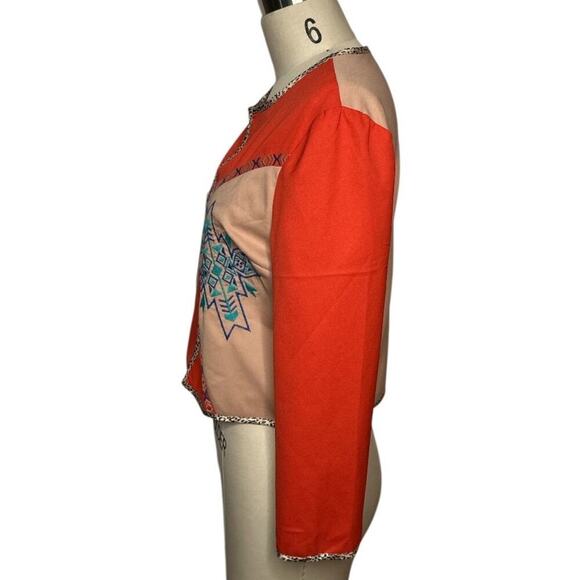 Billy by Flying Tomatoe Orange Tribal Ethnic Embroidery Long Sleeve Jacket Sz M - Picture 2 of 7
